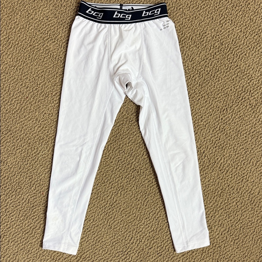 BCG Kids White Leggings with Black Waistband